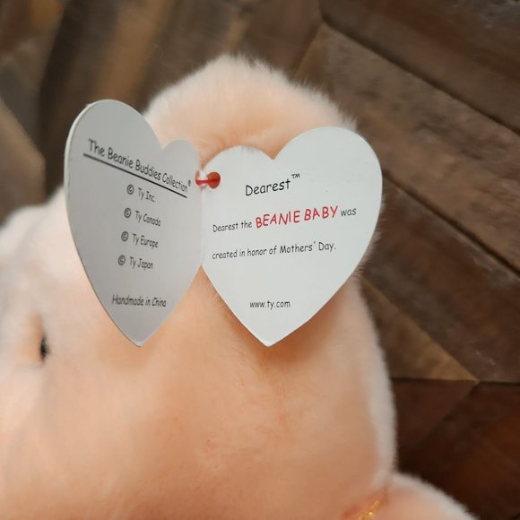 Ty 2001 Dearest Bear Beanie Buddy With Tags - Picture 7 of 8